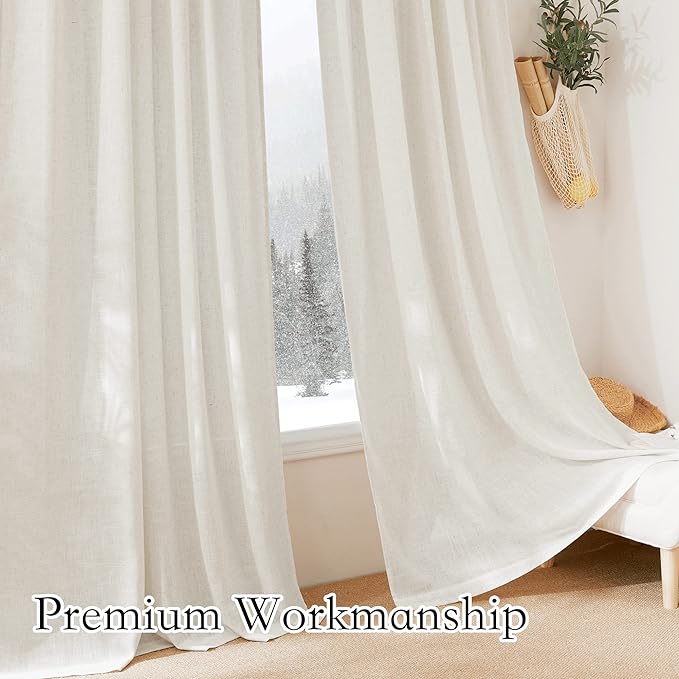 RYB HOME Linen Semi Sheer Curtains - Image 6