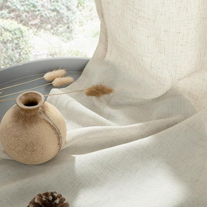 YoungsTex Linen Curtains 108 Inches Length Grommet Light Filtering Living Room - Image 8