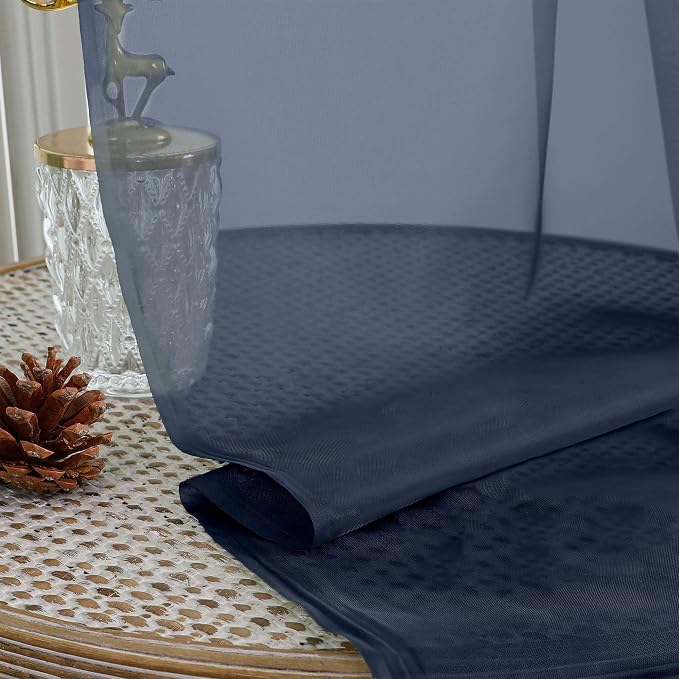 Navy Blue Sheer Curtains 72 Inches Long 2 Panels Set, Transparent Voile Sheer - Image 5