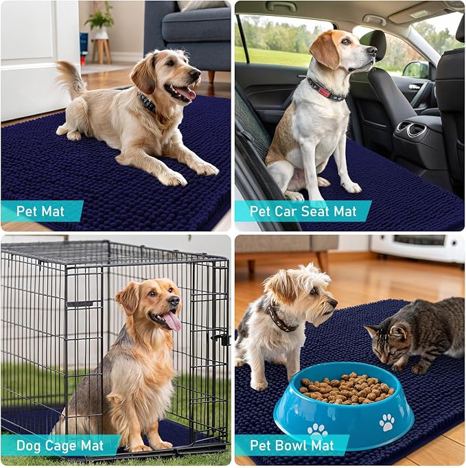 OLANLY Dog Door Mat for Muddy Paws 54x24, Super Absorbent Chenille Mud Mat | - Image 7