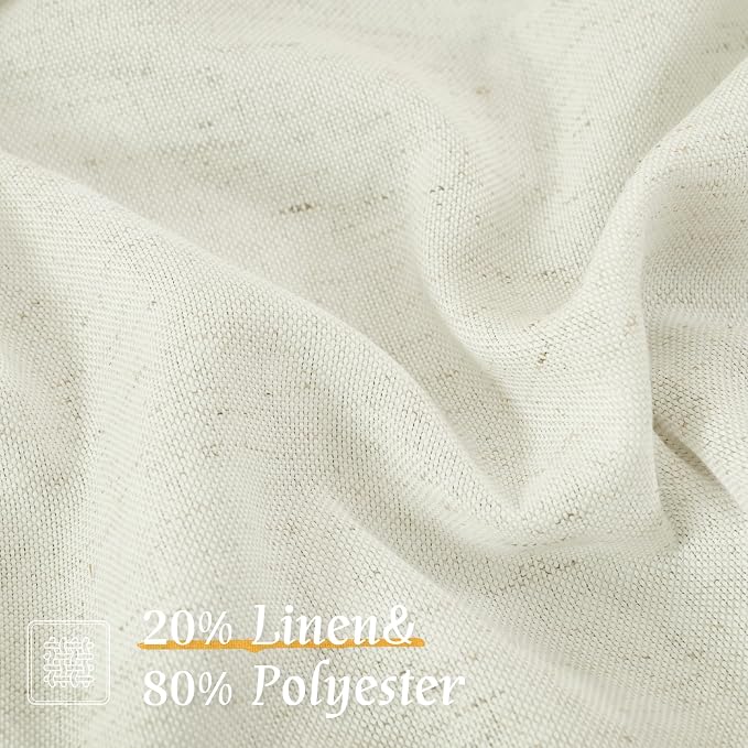Natural Cream Linen Curtains for Living Room 72 Inch Length 2 Panels | Light - Image 2