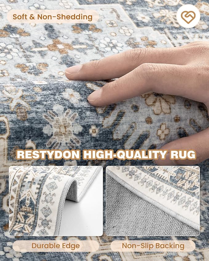 4x6 Area Rugs for Living Room Rugs for Bedroom, Low Pile Soft Non Slip Washable - Image 7