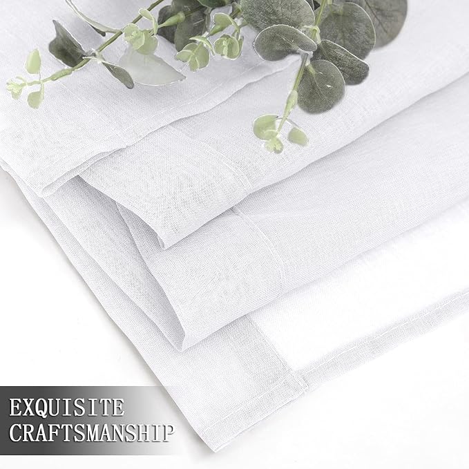 Tollpiz Short Sheer Curtains Living Room Linen Textured Curtain Sheers Light - Image 7