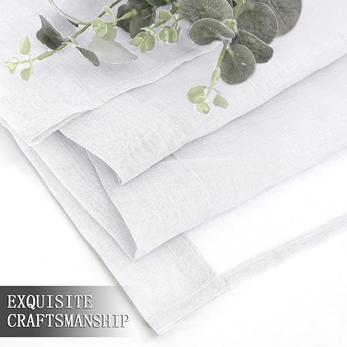 Tollpiz Sheer Curtain Linen Textured Bedroom Curtains Sheer Light Filtering Rod - Image 7