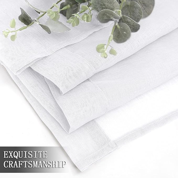 Tollpiz Sheer Curtains Bedroom Linen Textured Curtain Sheers Light Filtering - Image 7