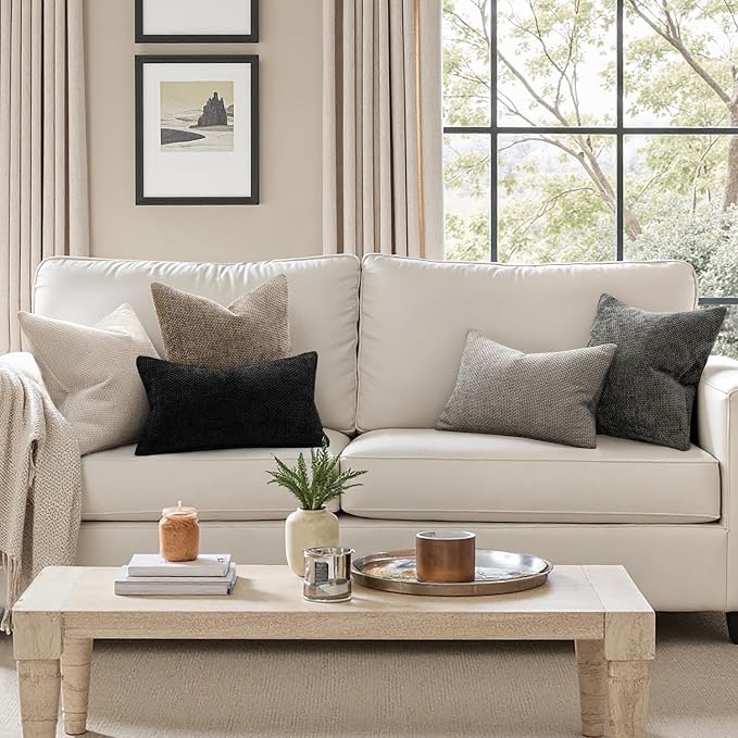 MIULEE Decorative Lumbar Throw Pillow Covers 12x20 in Neutral Khaki 2 Pack | - Image 2