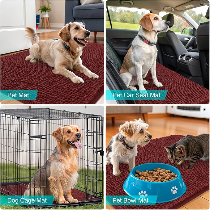 OLANLY Dog Door Mat for Muddy Paws 35x24, Super Absorbent Chenille Mud Mat | - Image 7