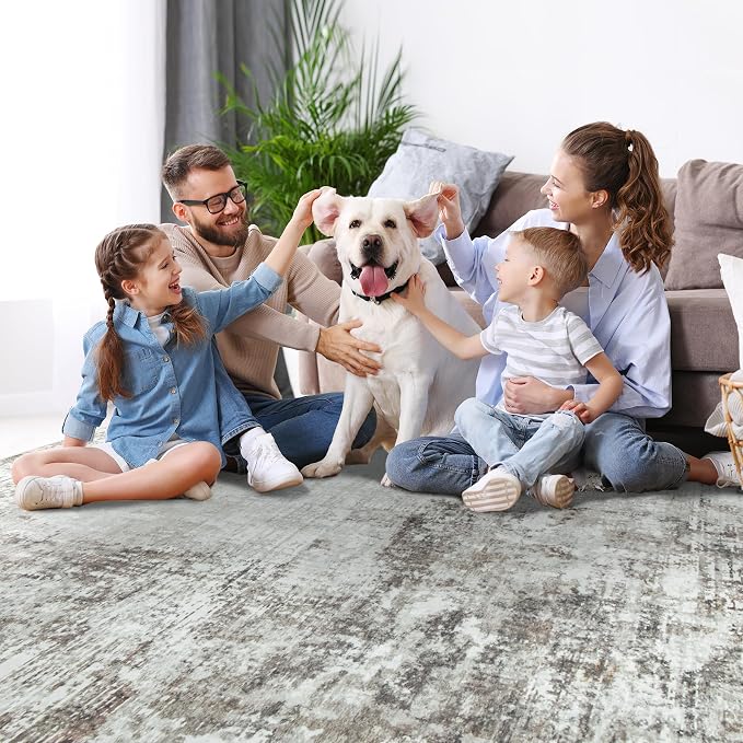 Aelenmu 10x14 Area Rugs for Living Room Dining Room Washable Brown Grey | Soft - Image 6