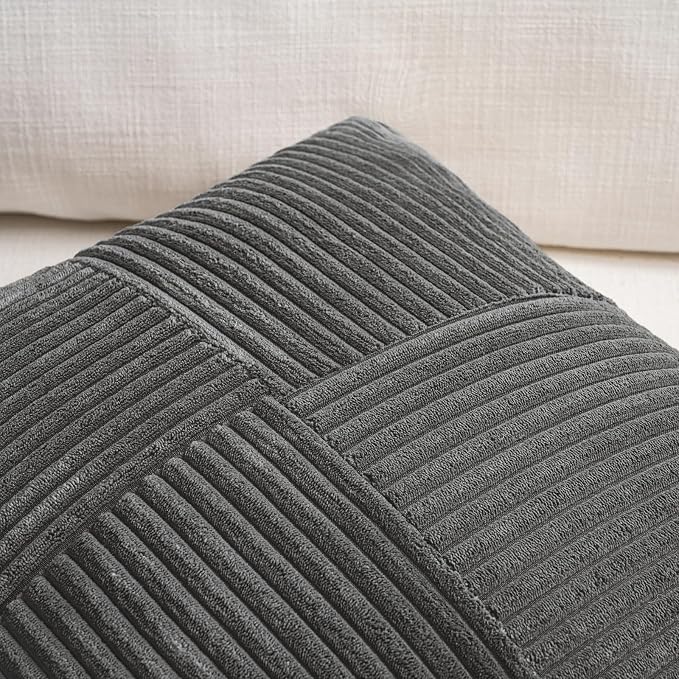 Fancy Homi 2 Packs Dark Gray Euro Decorative Throw Pillow Covers 26x26 Inch - Image 3