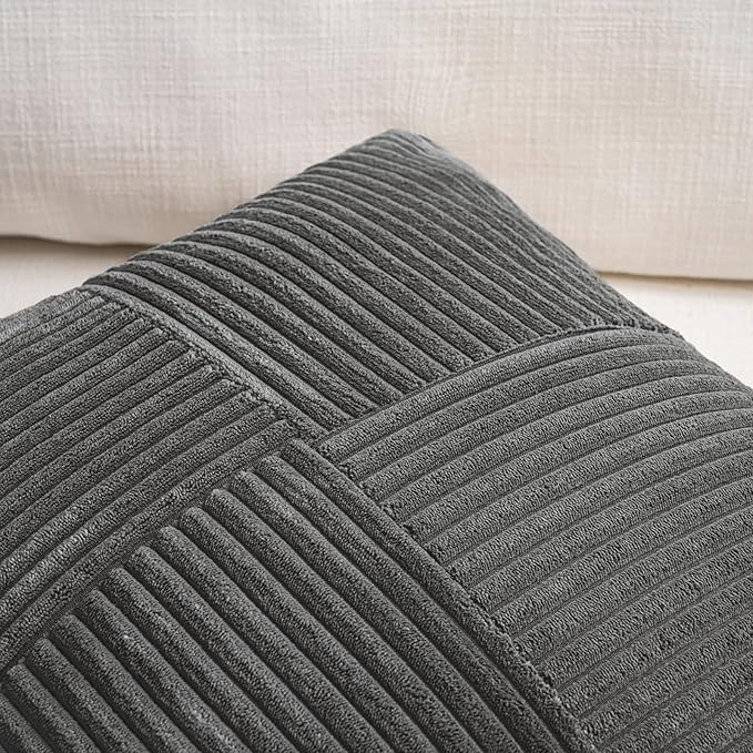 Fancy Homi 2 Packs Dark Gray Lumbar Decorative Throw Pillow Covers 20x28 Inch - Image 4