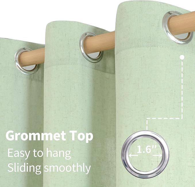 YoungsTex 63 Inch Length Sage Linen Curtains - Image 6