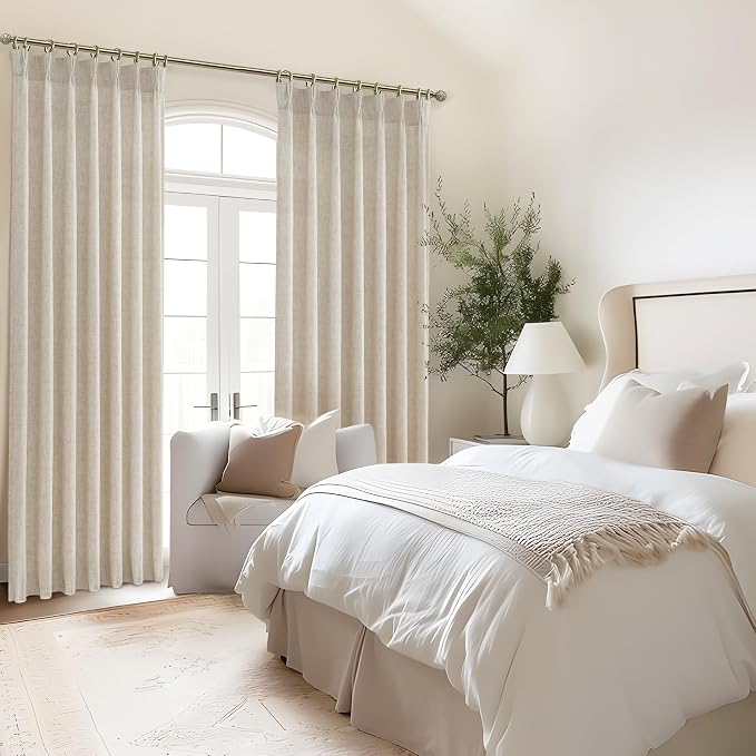 Pleated Natural Linen Kitchen Small Window 45 Inch Curtains Over Sink, Petty - Image 6