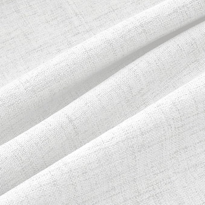 MIULEE 100% Blackout Linen Curtains 42 x 63 Inch Bright White 2 Panels | - Image 9