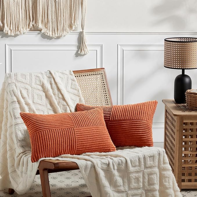 Fancy Homi Set of 2 Burnt Orange Lumbar Decorative Throw Pillow Covers 16x32 - Image 6