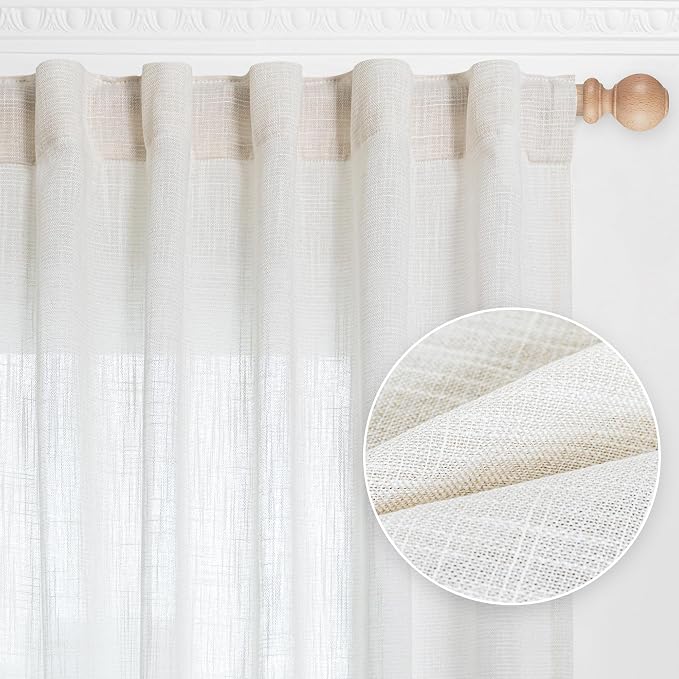 MYSKY HOME Extra Long Curtains for Living Room, Soft Cotton Fabric Boho Window by MYSKYHOME
