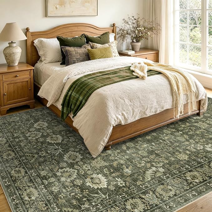 4x6 Ft Area Rugs for Living Room, Soft Non-Slip Machine Washable Rug, Vintage - Image 5