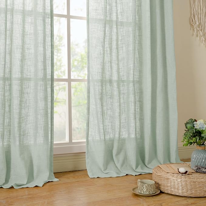 63 Inch Semi Sheer Linen Curtains - Image 9