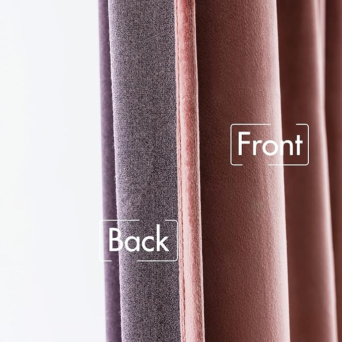 MIULEE Velvet Curtains 52x63 inches 2 Panels Dusty Rose Pink Curtains | Luxury - Image 6