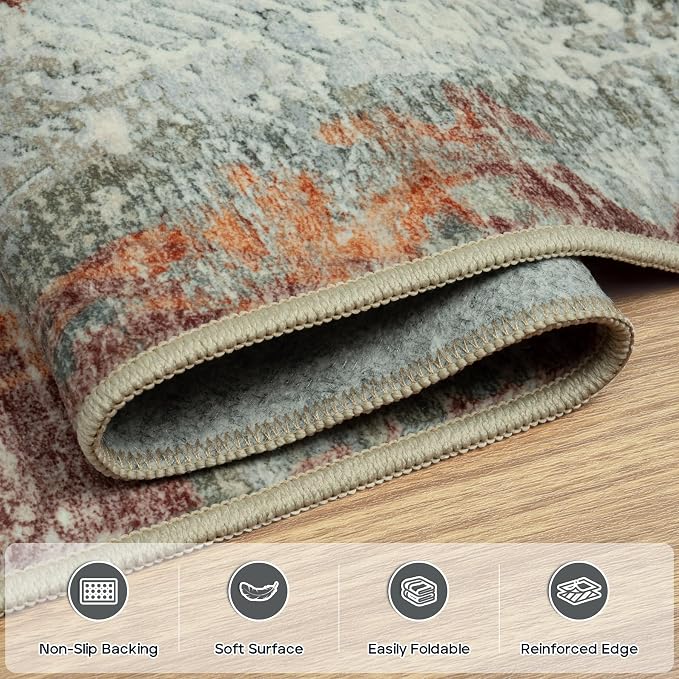 Aelenmu 10x14 Area Rugs for Living Room Dining Room Washable Red Brown | Soft - Image 5