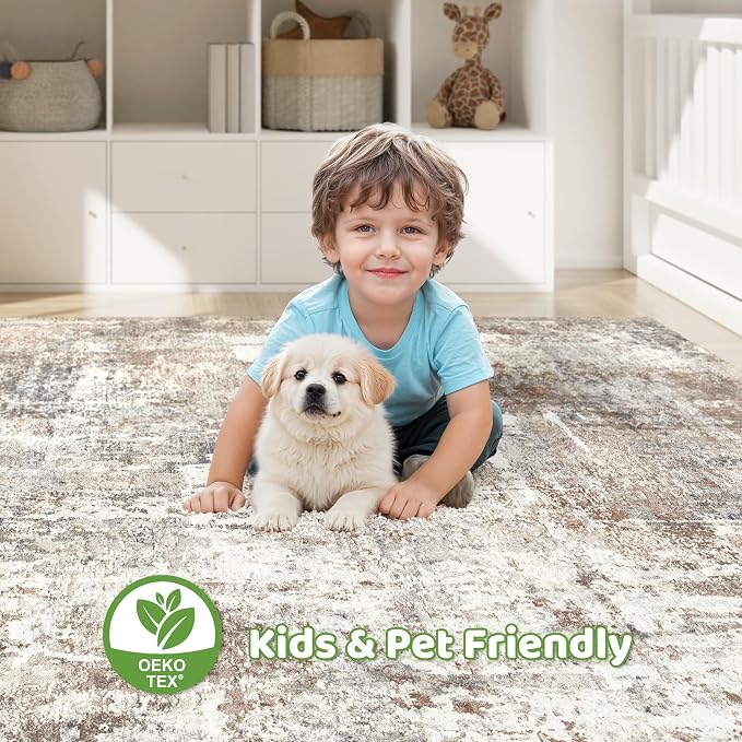 LOONGRUG 9x12 Area Rug Washable Large Neutral Modern Living Room Rugs | - Image 7
