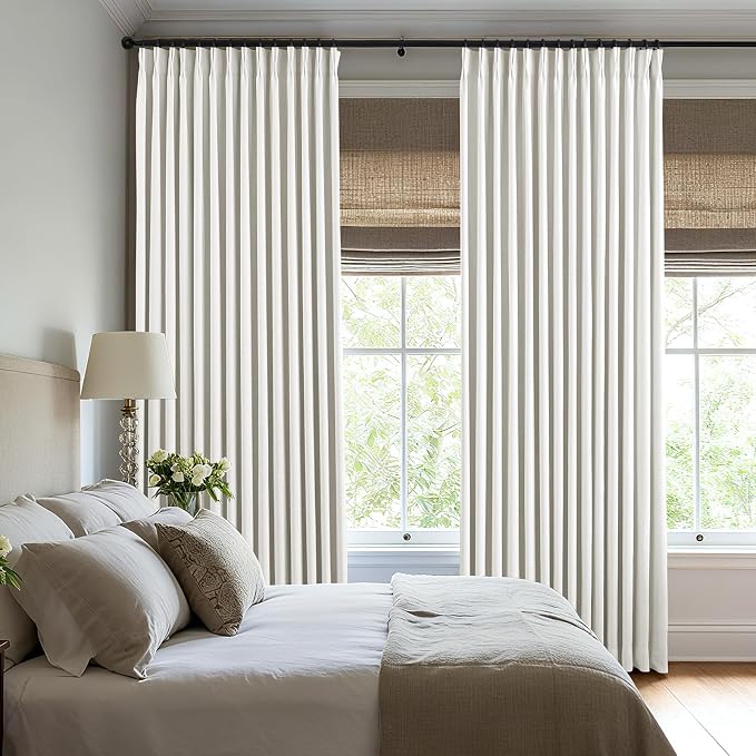 AUSSPVOCT Pinch Pleated 90 Inch Linen Curtains 100% Blackout - Image 4