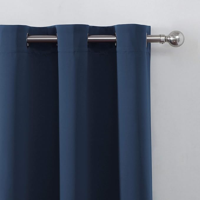 Navy Blackout Curtains/38 x 54 Inch Length/Set of Two Panels Grommet Bedroom - Image 6