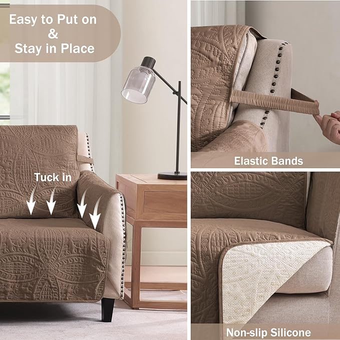 Toffee Loveseat Covers for 2 Cushion Couch, Water-Repellent Covers for Love - Image 5