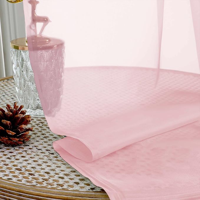Blush Pink Sheer Curtains 120 Inches Long 2 Panels Set, 59 Inch Extra Wide Soft - Image 4