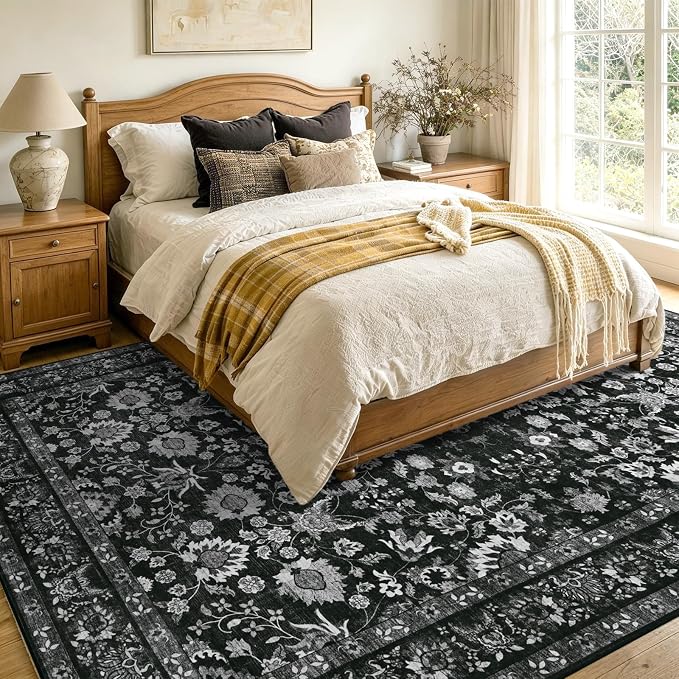 5x7 Ft Area Rugs for Living Room, Soft Non-Slip Machine Washable Rug, Vintage - Image 4