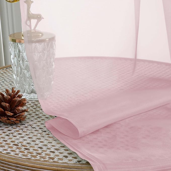 Blush Sheer Curtains for Bedroom Living Room 96 Inches Long 2 Panels, Modern - Image 5