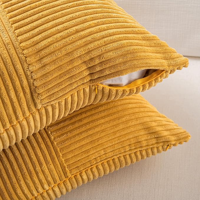 Fancy Homi 2 Packs Gold Yellow Lumbar Decorative Throw Pillow Covers 20x28 Inch - Image 4