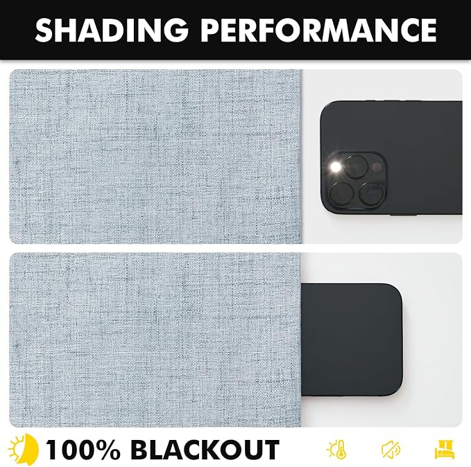 MIULEE 100% Blackout Linen Curtains 42 x 72 Inch Chambray Blue 2 Panels | - Image 7