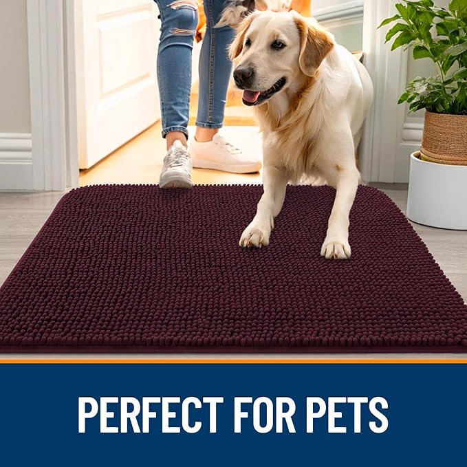 OLANLY Dog Door Mat for Muddy Paws 45x27, Super Absorbent Chenille Mud Mat | - Image 6