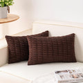 Pack of 2 Corduroy Decorative Throw Pillow Covers 12x24 Inch, Dark Brown | Fall by Unknown