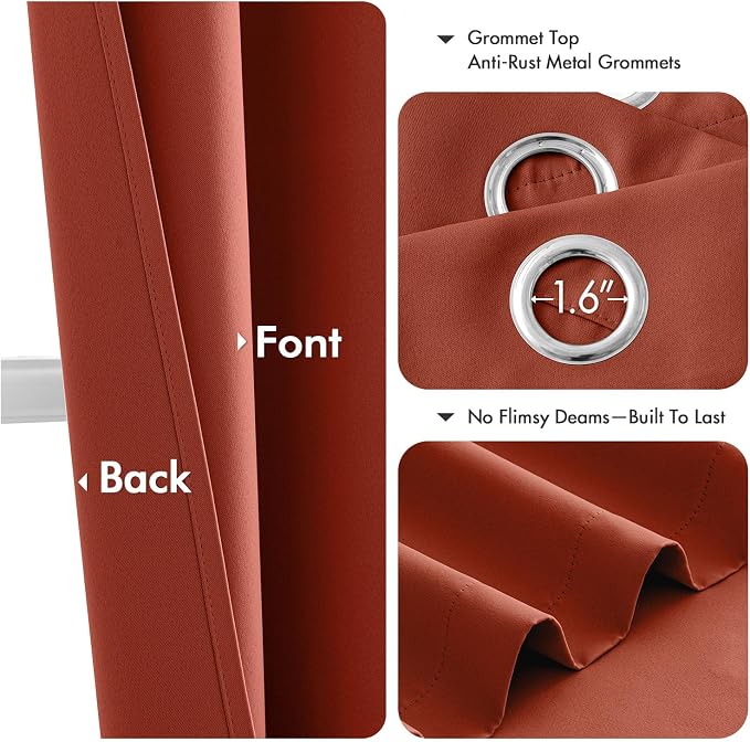 MIULEE Fall Blackout Curtains for Bedroom 2 Panel 40"x36" Long Burnt Orange | - Image 5