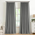 Vision Home Pinch Pleated Dark Grey Blackout Curtains 108 inch Linen Blended by VisionHome