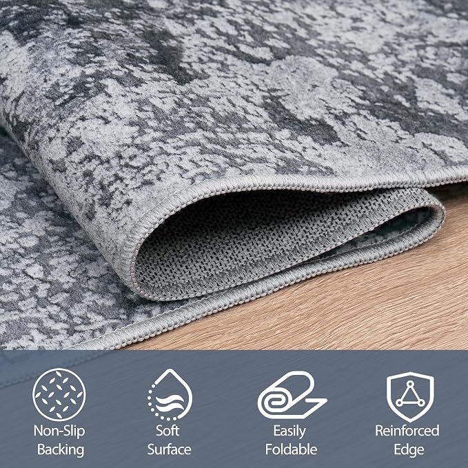 Aelenmu 4x6 Area Rugs for Living Room Washable Bedroom Dining Room Black | - Image 4