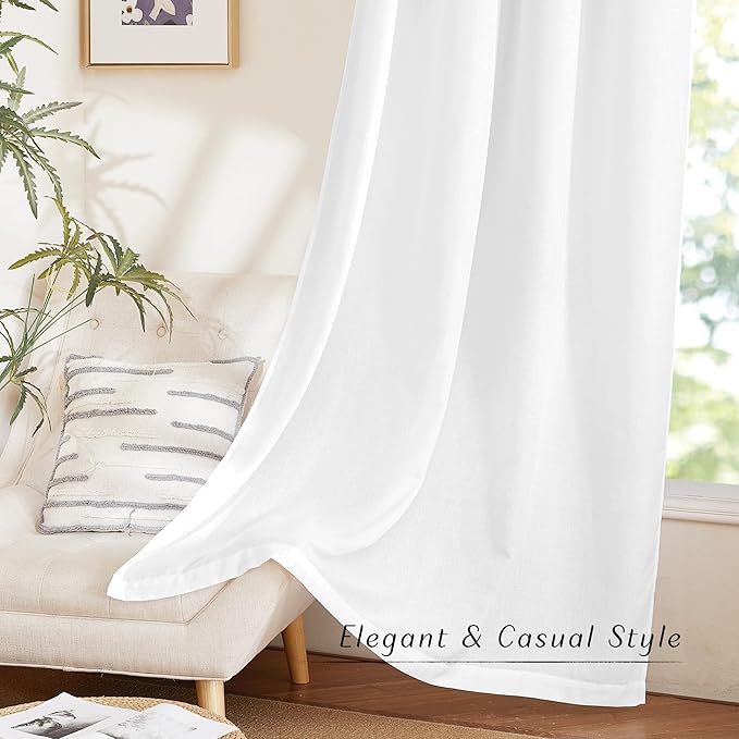 NICETOWN Linen White Curtains for Sliding Glass Door 2 Panels Set, Grommet - Image 5