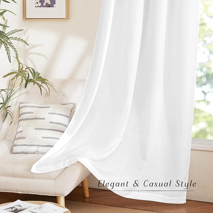NICETOWN White Linen Kitchen Window Curtains Over Sink, Grommet Thick Linen - Image 6