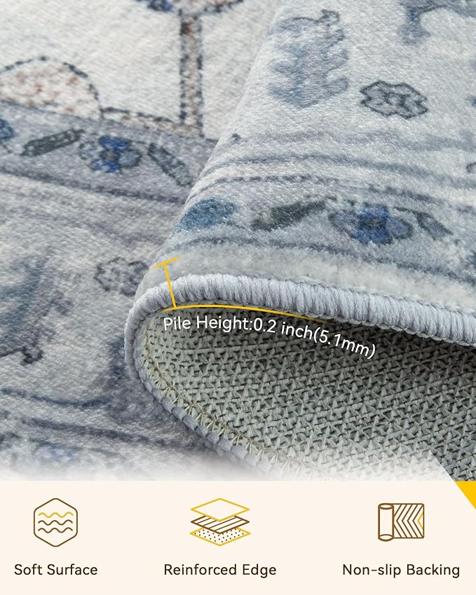 RELEANY Washable Area Rug, Round 10ft, Water Repellent, Pet Friendly, Vintage - Image 4