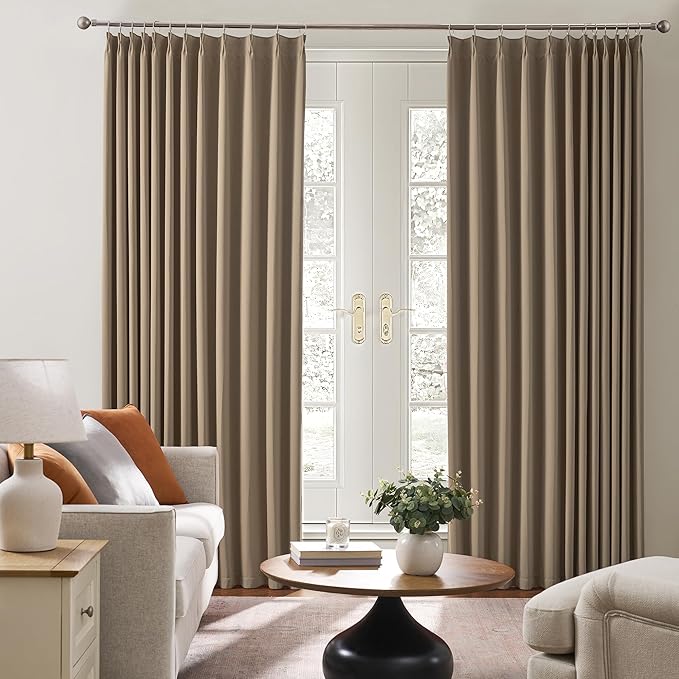 Cappuccino Pinch Pleated 72 Inch Wide Curtains 72 x 108, Thermal Insulated - Image 4