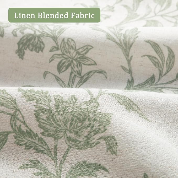 Sage Green Boho Floral 100% Blackout Curtains 84 Inch 2 Panels | Farmhouse - Image 5