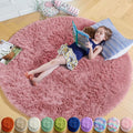 Amdrebio Blush Pink Large Round Rug 8Ft by Amdrebio