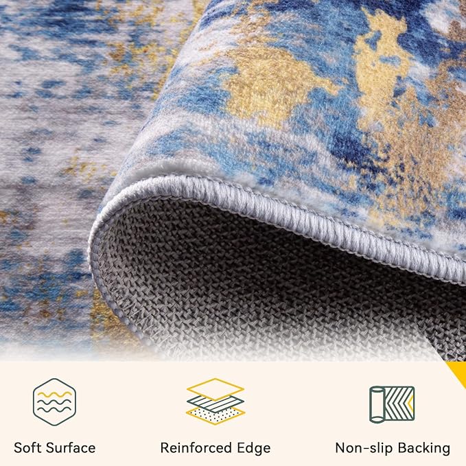 RELEANY Washable 2'x4' Abstract Area Rug - Image 4