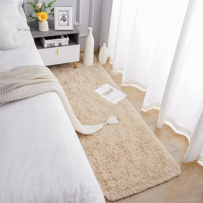 Chicrug Soft Runner Rugs for Bedroom Living Room Plush Fluffy Rug 3x8 | Shag - Image 4