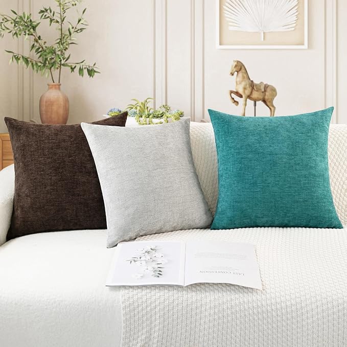 CaliTime Decorative Couch Throw Pillow Covers 24 X 24 Inches Coffee | Pack of 2 - Image 5