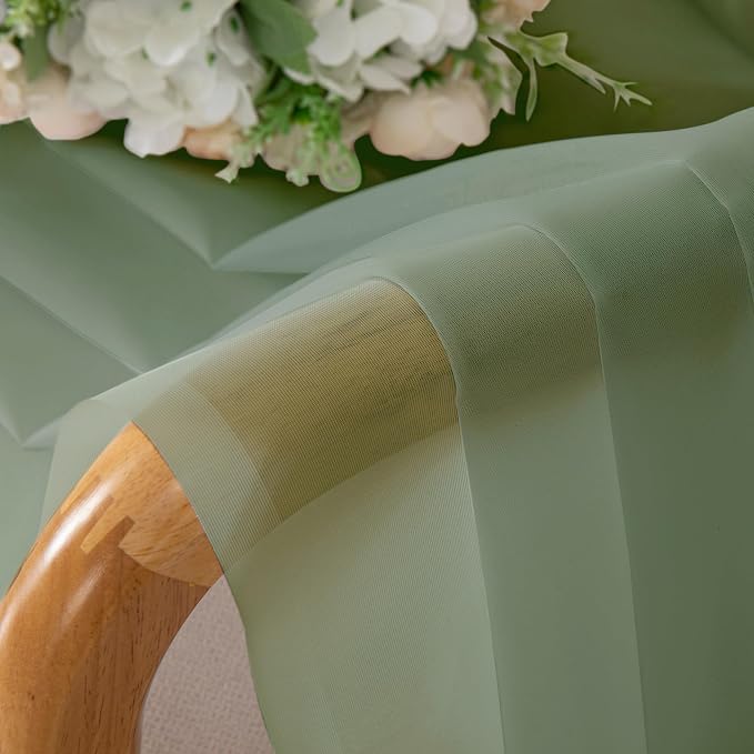 Simplebrand Sage Green Sheer Curtains, 2 Panels Set - Image 6