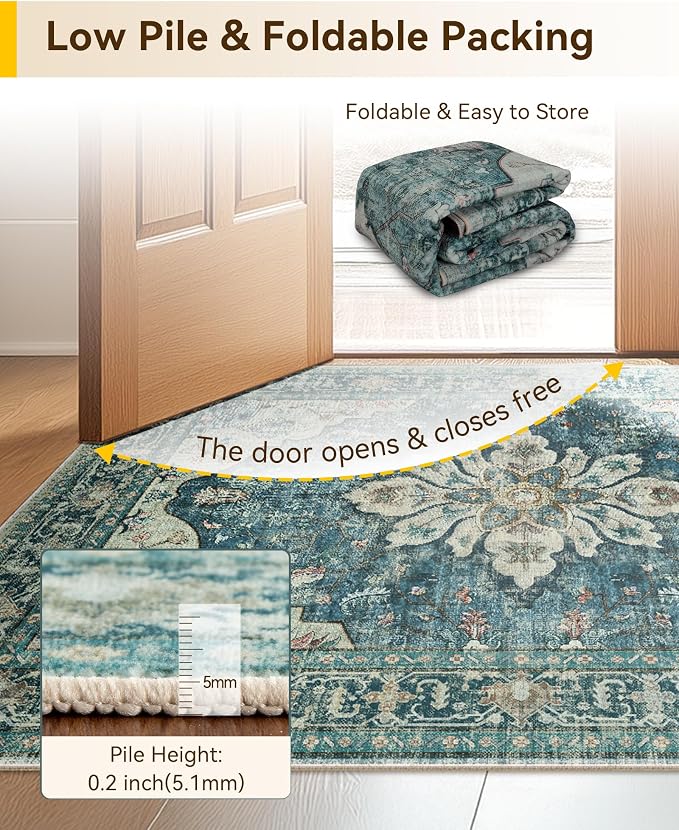 RELEANY Washable Area Rug, Runner 2'6"x14', Water Repellent, Pet Friendly - Image 4