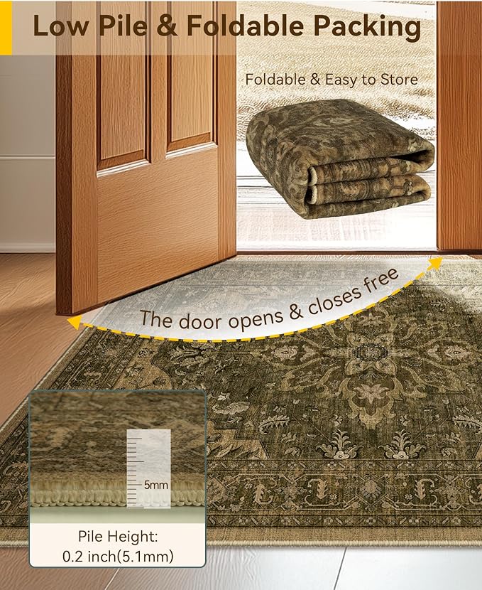 RELEANY Washable Area Rug, Runner 2'6"x5', Water Repellent, Pet Friendly - Image 4