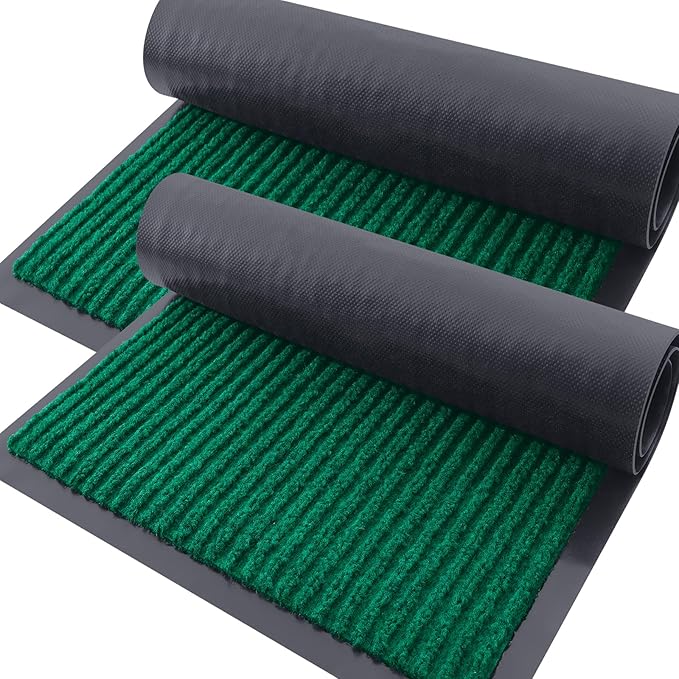 OLANLY 2-Pack Front Door Mats 59x34, Waterproof Heavy-Duty Doormats | Green by OLANLY